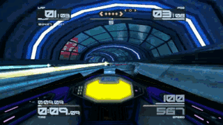 Recording of a 3d anti-gravity racing game with its hud replaced with Streamliner.